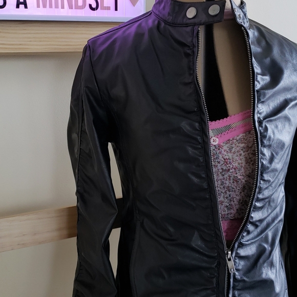 Rusched Front Pleather Jacket - Picture 2 of 4